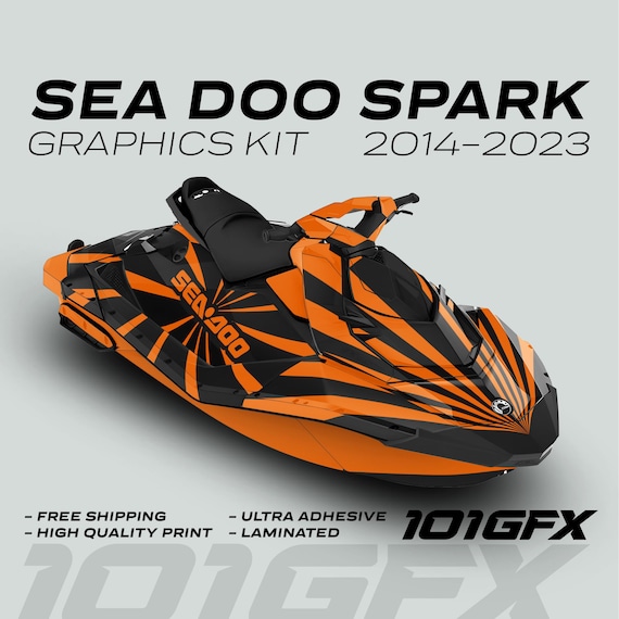 Sea Doo Spark Graphics Kit RAYS BLACK ORANGE 2014-2023 Sea-doo