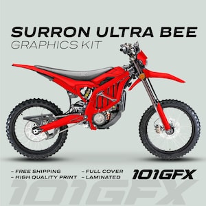 Surron Ultra Bee Graphics Kit SOLID COLOR RED Decals Stickers Laminated eBike Sur-Ron Ultra Decals Wrap Protection Mono Color