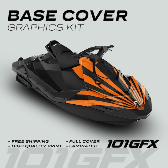 Sea Doo Spark Graphics Kit RAYS BLACK ORANGE 2014-2023 Sea-doo