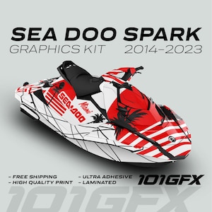 Sea Doo Spark Graphics kit MIAMI WHITE RED 2014-2023 Spark Trixx Decals Stickers