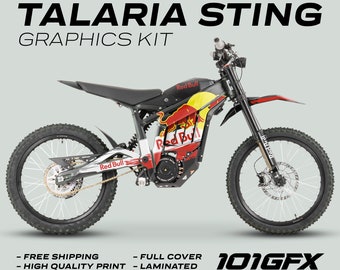 Talaria Sting MX3 MX4 Graphics Kit R BULL RACE BLACK Decals Stickers Laminated eBike Emoto