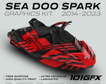 Sea Doo Spark Graphics kit FAST BLACK RED 2014-2023 Sea-Doo Spark Trixx Decals Stickers SeaDoo
