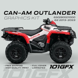 Can-Am OUTLANDER G2 Graphics kit EXPLORER White Red for 650 / 800 / 1000 Canam Outlander Max G2 Decals Sticker kit Protective Design