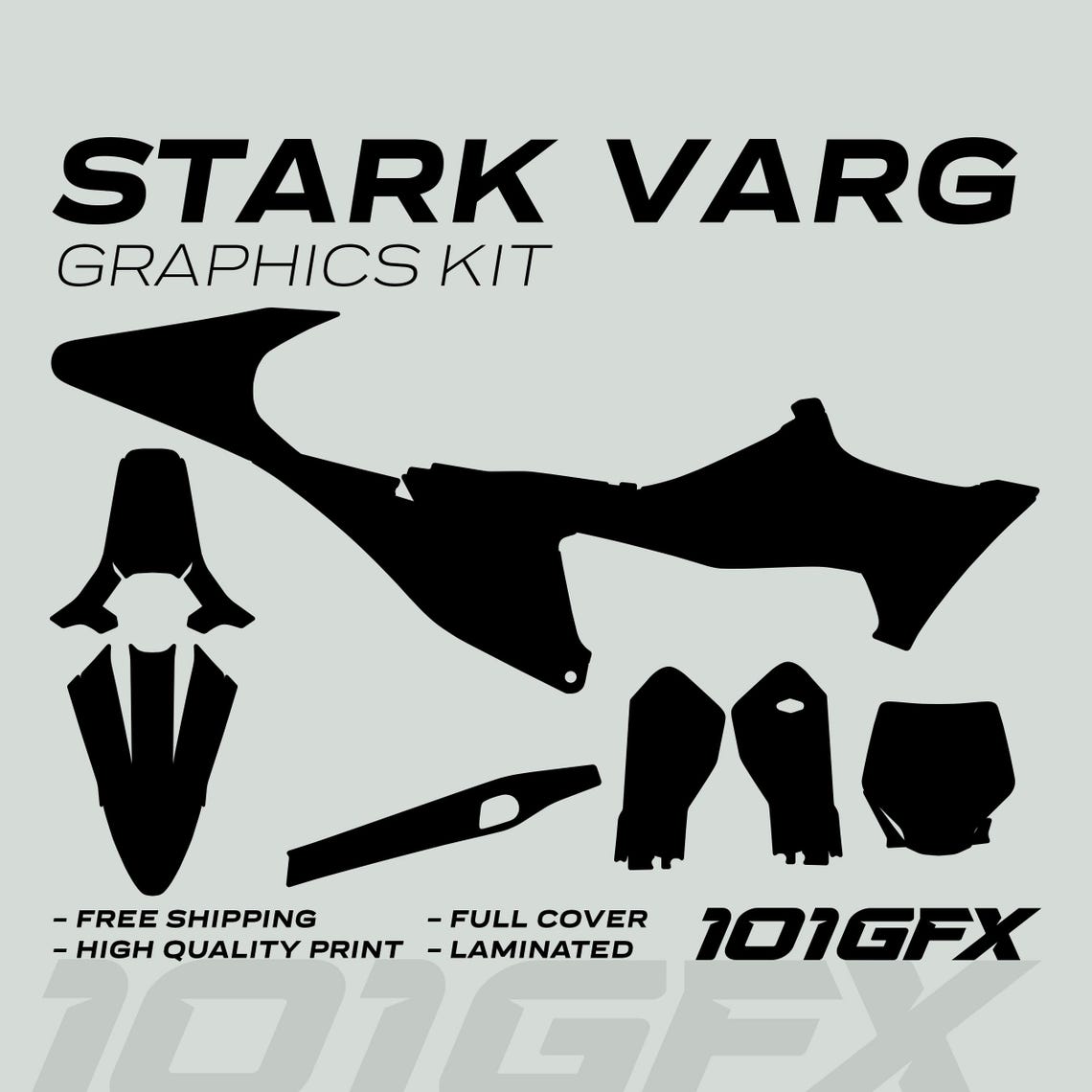 Stark Signature Sticker Stark Varg Graphics Kit SOLID COLOR BLACK Stickers Laminated Stark ...