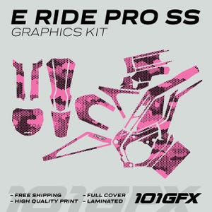 E Ride Pro SS Graphics Kit HEXOCAM PINK Decals Stickers Laminated Eride ...