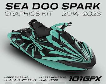 Zestaw graficzny Sea Doo Spark RAYS BLACK MINT 2014-2023 Naklejki Sea-Doo Spark Trixx Naklejki SeaDoo