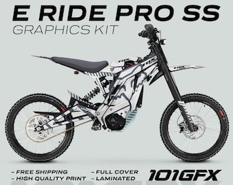 E Ride Pro SS Graphics Kit FOX Race Line White Grey Decals Stickers Laminated ERide Pro S SS eBike Emoto E-Ride Pro