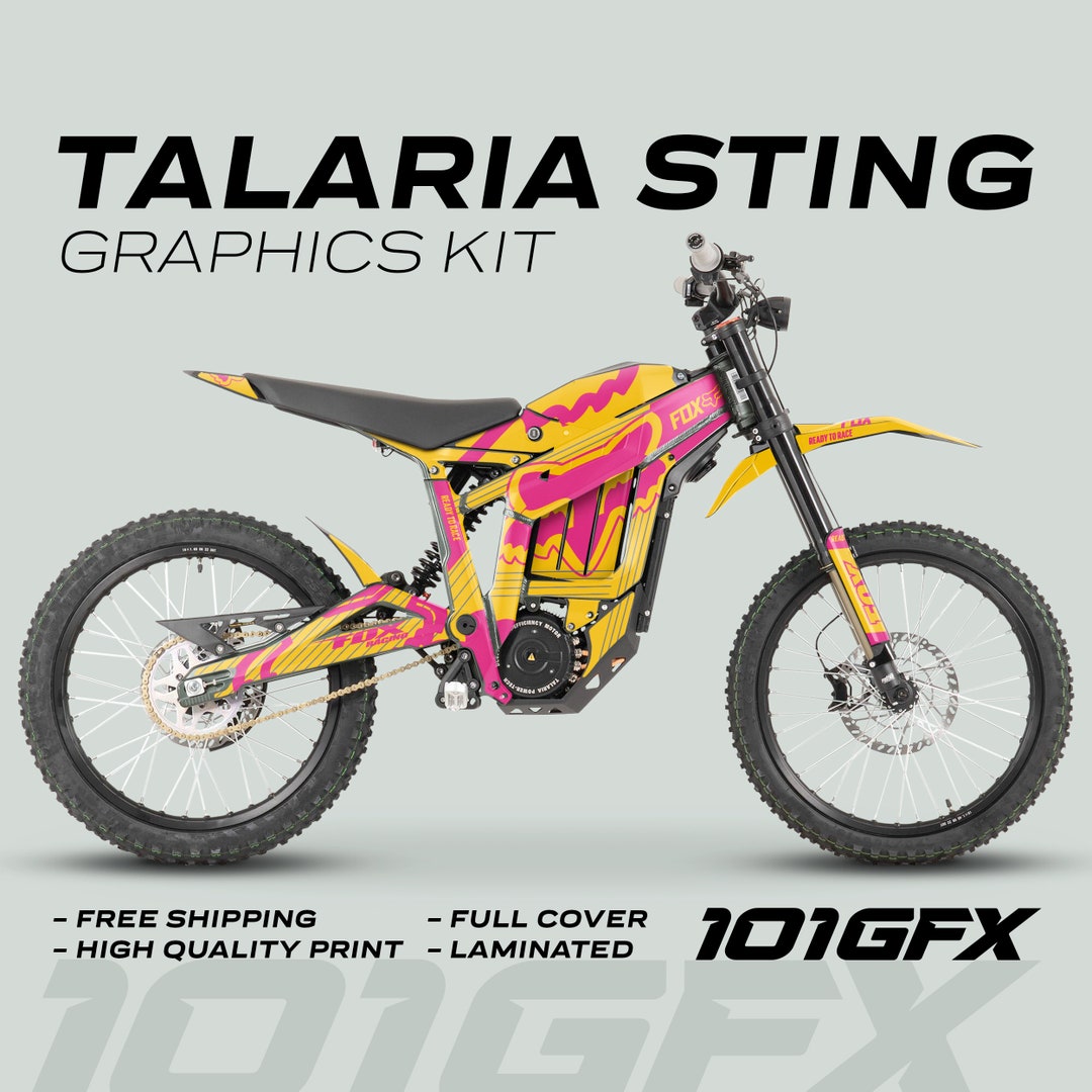 Talaria Sting MX3 MX4 Graphics Kit FOX STRIPES Yellow Magenta Decals ...