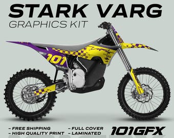 Stark Varg Graphics Kit RACE PURPLE YELLOW Decals Stickers Laminated Race fox gopro stark future Varg Emoto