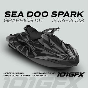 Sea Doo Spark Graphics kit RAYS BLACK GREY 2014-2023 Sea-Doo Spark Trixx Decals Stickers SeaDoo