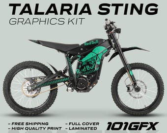 Talaria Sting MX3 MX4 Graphics Kit R BULL MONO BLACK Mint Decals Stickers Laminated eBike Emoto