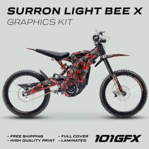Surron Light Bee X Graphics Kit SPLAT CAMO Red Decals Stickers Laminated Thick Sur-Ron L1E