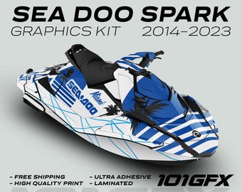 Stickers autocollants Sea Doo Spark Trixx, MIAMI, blanc, bleu, 2014-2023