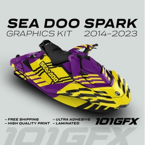 Sea Doo Spark Graphics kit FAST PURPLE YELLOW 2014-2023 Sea-Doo Spark Trixx Decals Stickers SeaDoo