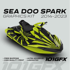 Sea Doo Spark Graphics kit RAYS BLACK GREEN 2014-2023 Spark Trixx Decals Stickers