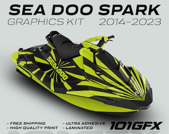 Zestaw graficzny Sea Doo Spark RAYS BLACK GREEN 2014-2023 Spark Trixx Naklejki Naklejki