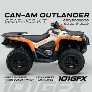 Can-Am OUTLANDER G2 Graphics kit EXPLORER White Orange for 650 / 800 / 1000 Canam Outlander Max G2 Decals Sticker kit Protective Design