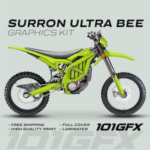 Surron Ultra Bee Graphics Kit SOLID COLOR GREEN Decals Stickers Laminated eBike Sur-Ron Ultra Decals Wrap Protection Mono Color