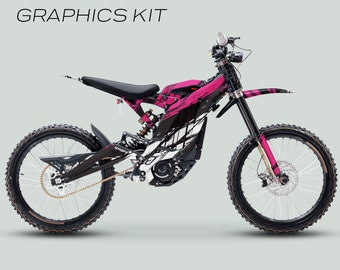 Surron Light Bee X Graphics Kit SLICE BLACK PINK Stickers Grunge Scratch Style Laminated Sur-Ron L1E eBike Emoto