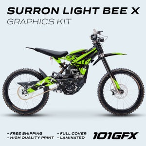 Surron Light Bee X Graphics Kit CRAZY MONKEY Green Decals Stickers Laminated Thick Sur-Ron L1E