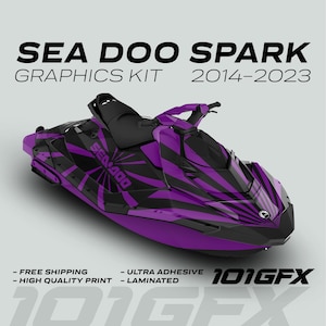 Sea Doo Spark Graphics kit RAYS BLACK PURPLE 2014-2023 Sea-Doo Spark Trixx Decals Stickers SeaDoo