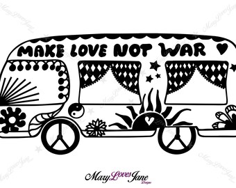 Hippie Van Decal Etsy