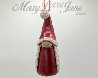 Christmas Gnome/Gonk Ornament Polymer Clay Sculpture - Noel