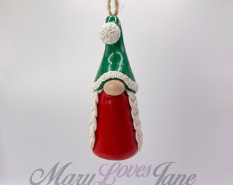 Christmas Gnome/Gonk Ornament Polymer Clay Sculpture - Tulla