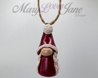 Christmas Gnome/Gonk Ornament Polymer Clay Sculpture - Cleo