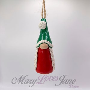 Christmas Gnome/Gonk Ornament Polymer Clay Sculpture - Tulla