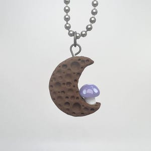 Light Brown Moon Polymer Clay Pendant - 1in