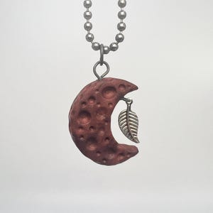 Bronze Metallic Moon Polymer Clay Pendant - 1in