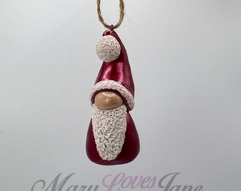 Christmas Gnome/Gonk Ornament Polymer Clay Sculpture - Clouse