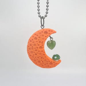 Orange Moon Polymer Clay Pendant - 1.5in