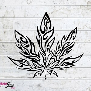 Tribal Cannabis Leaf Vinyl Decal Marijuana Leaf Vinyl Sticker Weed Leaf ...
