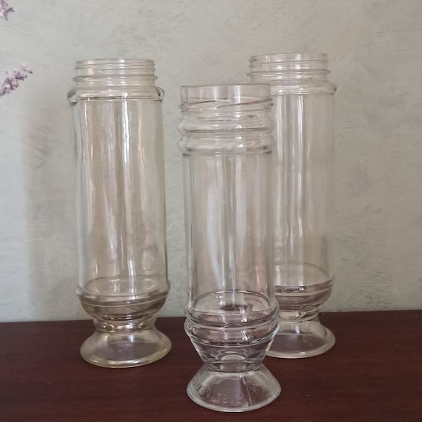 Set van 3 grote vintage glazen potten