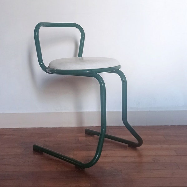 Chaise vintage en métal tubulaire  Rodet/ chaise ergonomique/ chaise de Bureau vintage