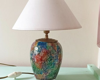 Line lacquer table lamp unique piece made in France