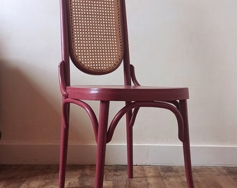 Chaise de bistrot en bois et cannage