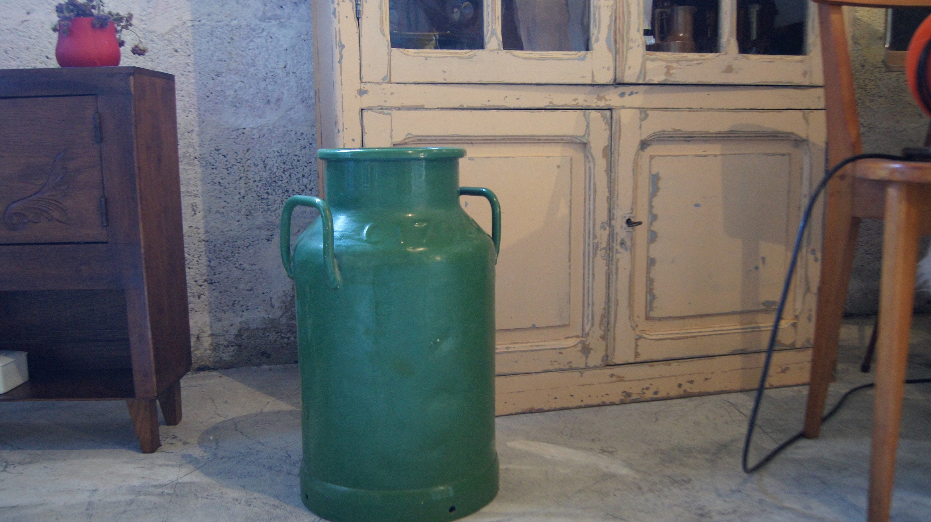 Pot de Lait, Milk Pot, Pot Vintage, Pot en Fer, Ferme