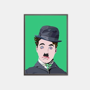Charlie Chaplin print, Chaplin Portrait, Silent Film print, Cinema Wall Art, pop art, Minimalist Artwork, Famous Celebrity portrait,
