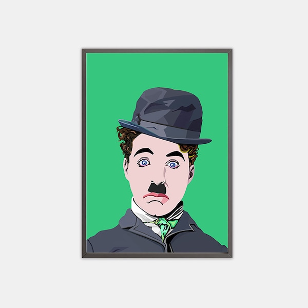 Charlie Chaplin print, Chaplin Portrait, Silent Film print, Cinema Wall Art, pop art, Minimalist Artwork, Famous Celebrity portrait,