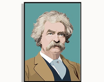 Mark Twain poster, Mark Twain Print, Literary Icon, Classroom Decor, Library Art prints, Mark Twain father of American literature