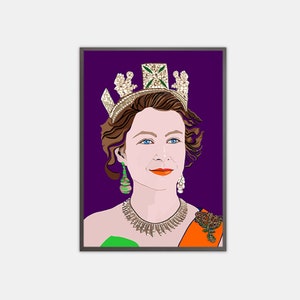 Queen Elizabeth Print, Queen Elizabeth Portrait, The Royal Family, Iconic Jubilee keepsake, The Queen Portrait, The British Royal Family.