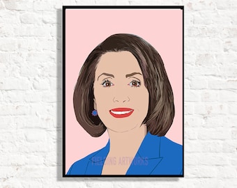 Nancy Pelosi poster print, Feminist Icon, Speaker of the United States House of Representatives, Feminist Art, Democrat Print, US Congress