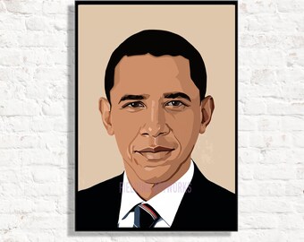 Barack Obama Print // Poster, President Obama, Michelle Obama, Office wall art, Classroom decor, Political Icon.