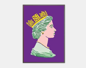 Queen Elizabeth Portrait Print: British Royal Family Art