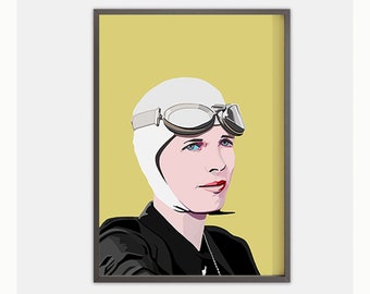 Amelia Earhart Art Print: Inspirational Aviator Portrait (Digital Download)