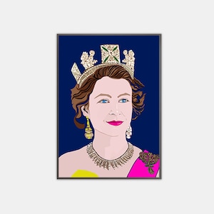 Queen Elizabeth Portrait Print, Royal Family, Gay Icon, Jubilee keepsake, The Queen, The British Royal Family.