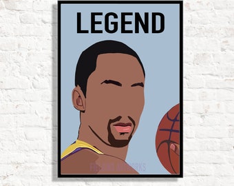 Kobe Bryant Minimalistischer Kunstdruck: Basketball Legende Poster